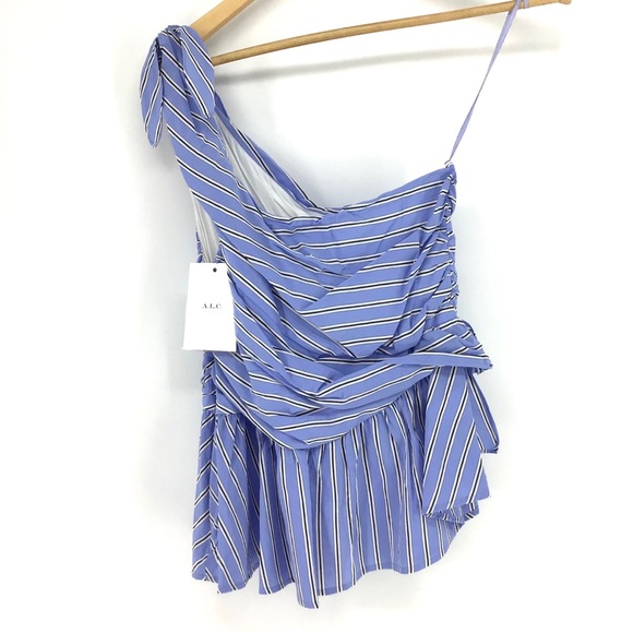 A.L.C. Tops - A.L.C Soraya Striped One Shoulder Gathered Top NWT
